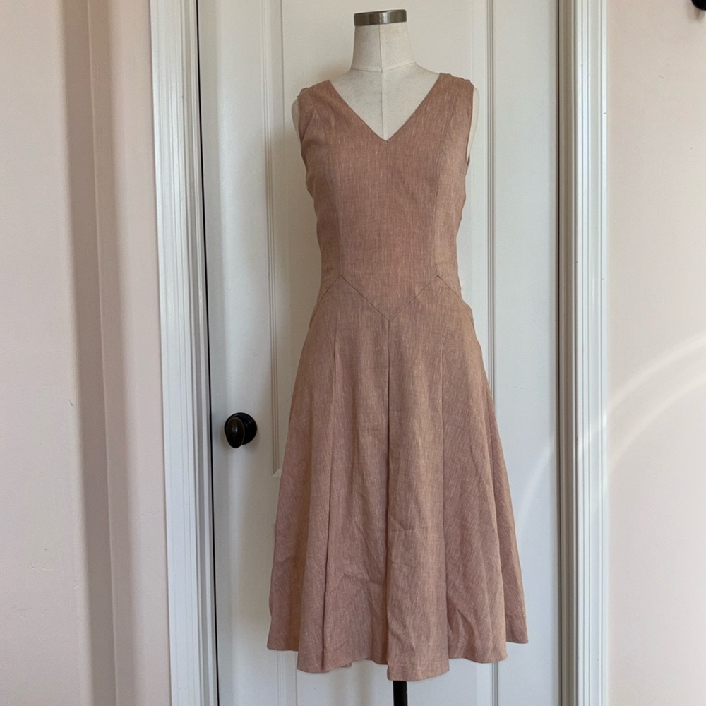 Laura Ashley Linen  Dress Pink Rose NWT -  US SZ 4